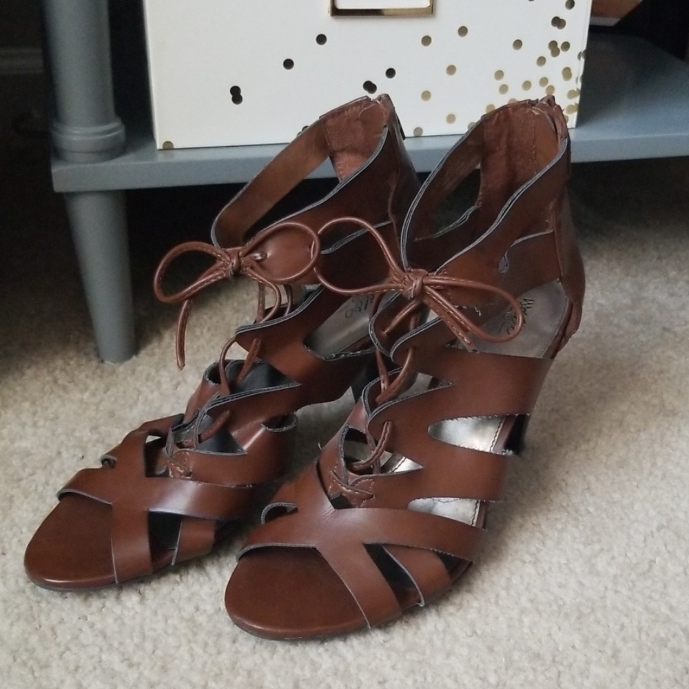 Strappy lace up heels